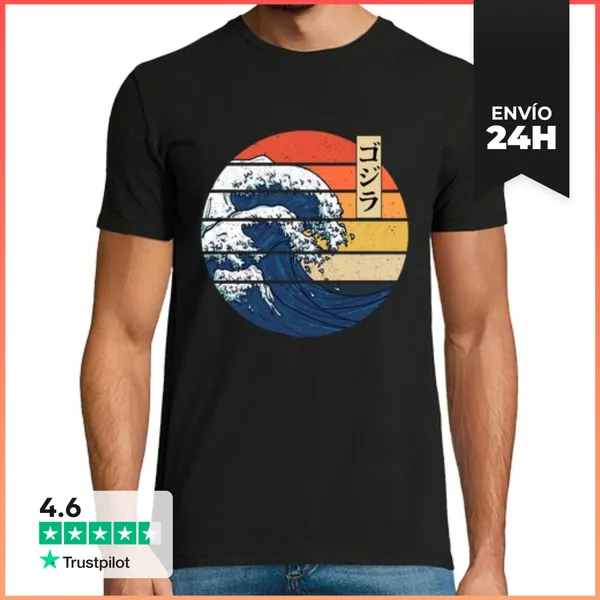 Camiseta Hombre Clásica Gran Ola Kanagawa Anime Manga Japonés