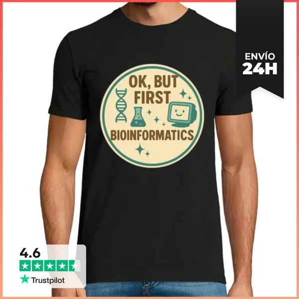 Camiseta Hombre Clásica Vale Pero Primero La Bioinformática