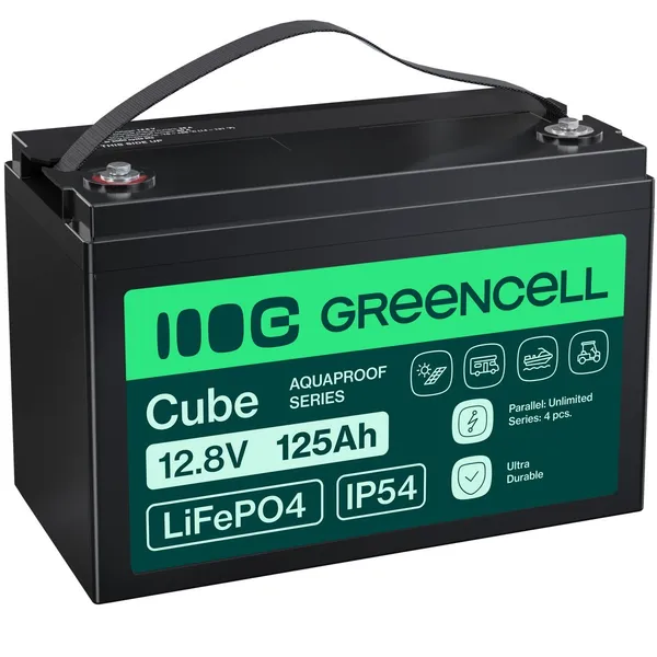 Green Cell LFPGC12V125AH CUBE LiFePO4 125Ah 12.8V 1600Wh LFPGC12V125AH