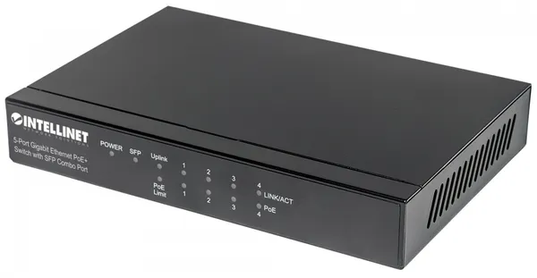 Intellinet 561174 Conmutador Gigabit 5 puertos PoE+ 1SFP 561174