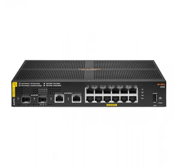 HPE Aruba 6100 Managed 12G 2SFP+ PoE+ 139W Switch JL679A