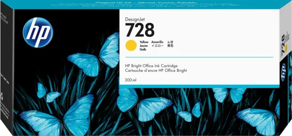 HP Cartucho de tinta DesignJet 728 amarillo de 300 ml F9K15A