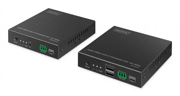 Extensor de HDMI por fibra óptica 4K/60Hz con KVM USB 1.1 DS-55348