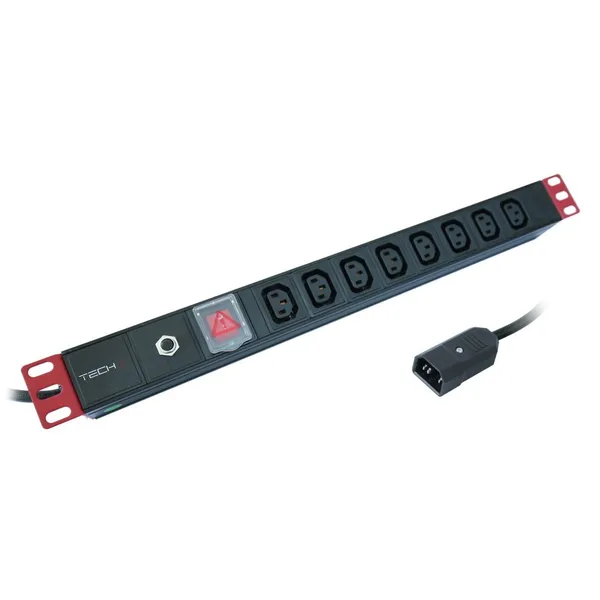 Techly I-CASE STRIP-8C Regleta de alimentación 19' 1U I-CASE STRIP-8C