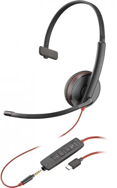 HP Poly Blackwire C3215 Monaural Headset +Carry Case (Bulk) 80S05A6