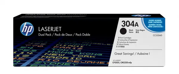 HP Pack de ahorro de 2 cartuchos de tóner original LaserJet CC530AD
