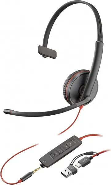 HP Poly Blackwire 3215 Monaural USB-C Headset +3.5mm Plug 8X227A6