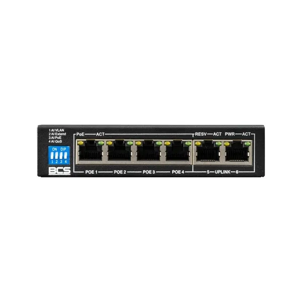 BCS BCS-B-SP0402 Interruptor PoE de 4 puertos con BCS-B-SP0402