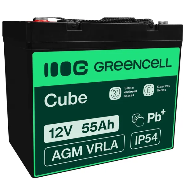 Green Cell AGM Battery Lead Acid 12V 55Ah Maintenance Free for AGM49