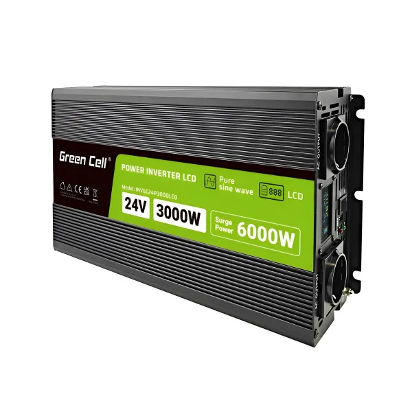 Green Cell Przetwornica napicia PowerInverter LCD 24 V INVGC24P3000LCD