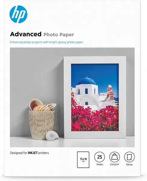 HP Papel fotográfico satinado con brillo Advanced - 25 Q8696A