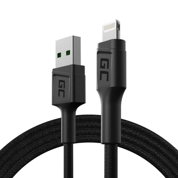 Green Cell KABGC21 cable de conector Lightning 1,2 m Negro KABGC21