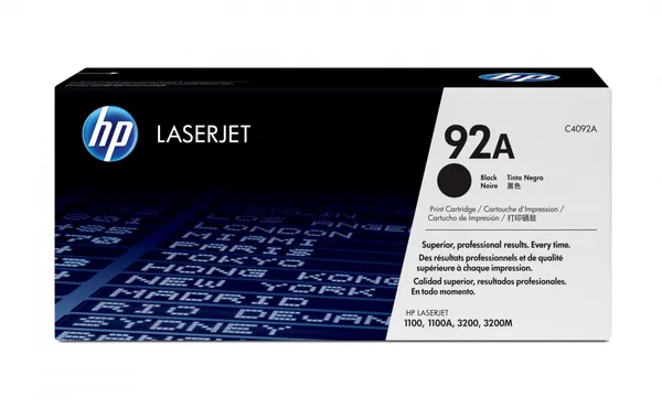 HP 92A Black Original LaserJet Toner Cartridge - 2500 páginas C4092A