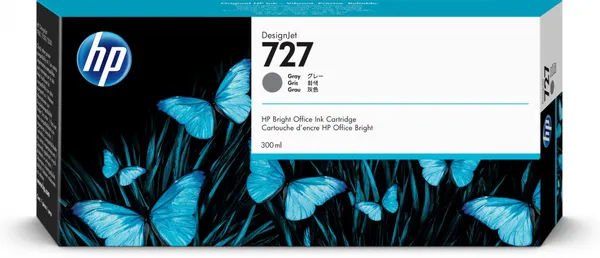 HP Cartucho de tinta DesignJet 727 gris de 300 ml F9J80A