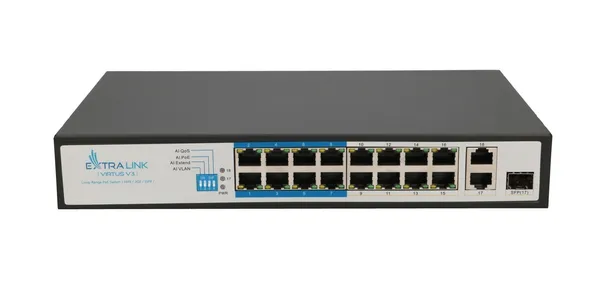 Extralink VIRTUS V3 | PoE Switch | 16x 100Mb/s PoE/PoE+, 2x EX.16101