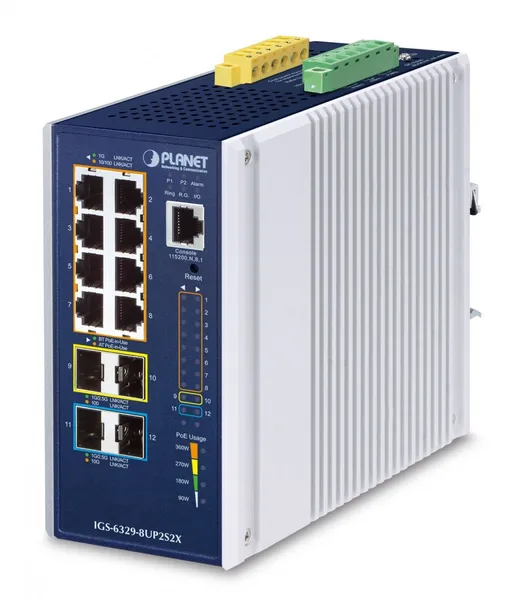 PLANET IP30 DIN-rail Industrial L3 Gestionado Gigabit IGS-6329-8UP2S2X