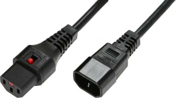 Cable de alimentación IEC C14/IEC C13 recto M/F 2m negro IEC-PC1021