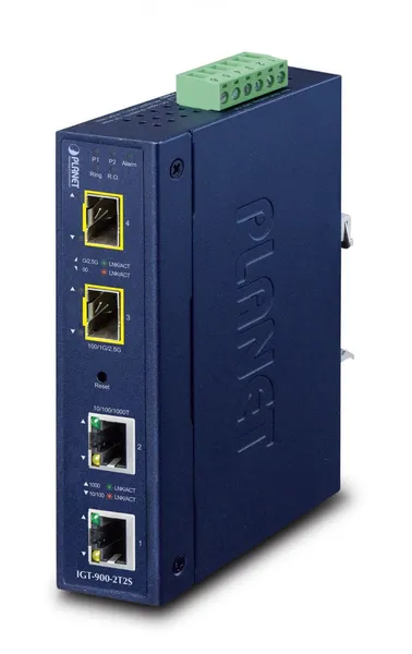 PLANET Industrial 2-Port convertidor de medio Azul IGT-900-2T2S