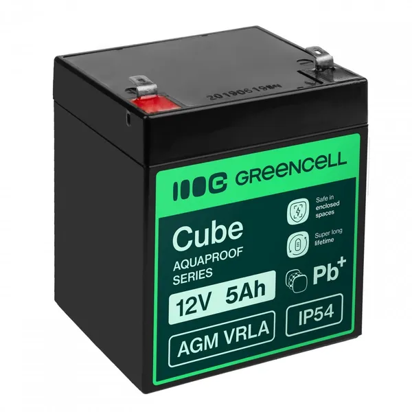 Green Cell AGM12V5AH-J AGM VRLA 12V 5Ah sin mantenimiento AGM12V5AH-J