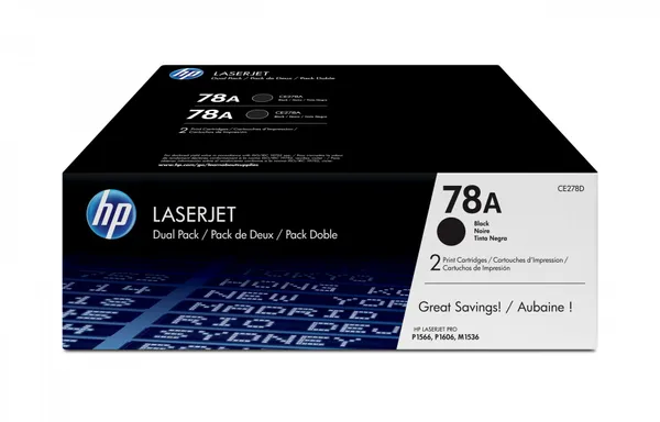 HP Pack de ahorro de 2 cartuchos de tóner original LaserJet CE278AD