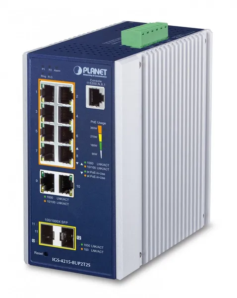 Planet IGS-4215-8UP2T2S IP30 Industrial L2/L4 8-Port IGS-4215-8UP2T2S
