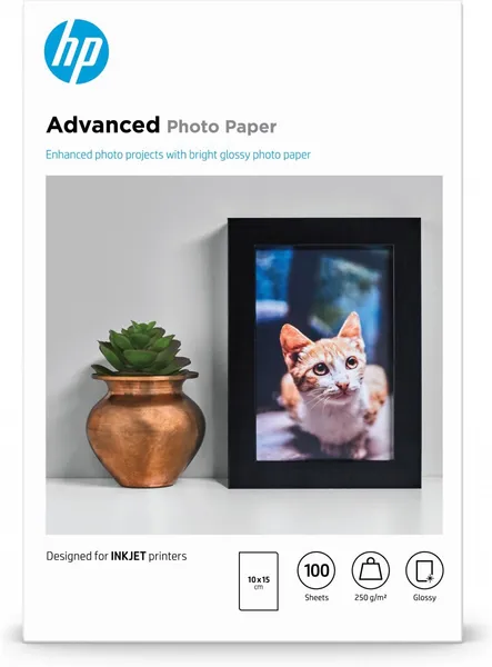 HP Papel fotográfico Advanced, brillante, 250 g/m2, 10 x 15 cm Q8692A