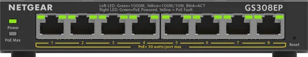 NETGEAR 8-Port Gigabit Ethernet PoE+ Plus Switch GS308EP-100PES