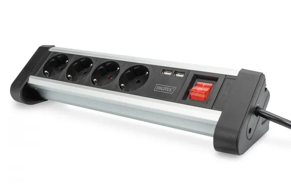 Digitus Regleta de alimentación de oficina de 4 tomas con 2 DA-70614