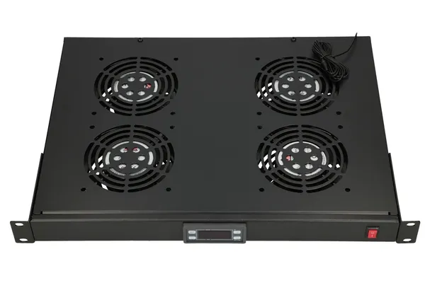 Extralink 19" RACK MOUNT FAN PANEL (4 FANS) WITH THERMOSTAT EX.14718
