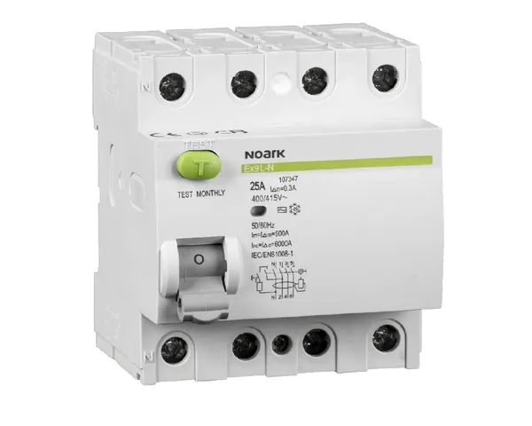 Noark 108367 Interruptor diferencial, Icn=6kA, 4-bieg., In=63A 108367