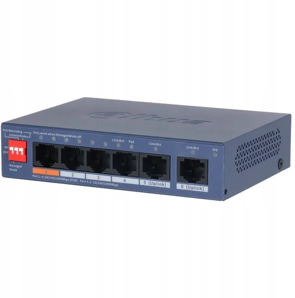 Dahua CS4006-4GT-60-V2 Interruptor POE con 4 puertos CS4006-4GT-60-V2