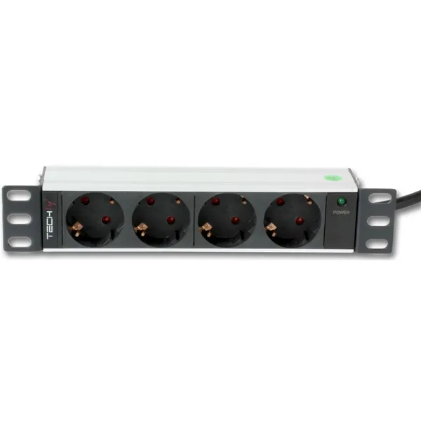 Techly I-CASE M10-4D Regleta de alimentación 10' 1U X4 I-CASE M10-4D