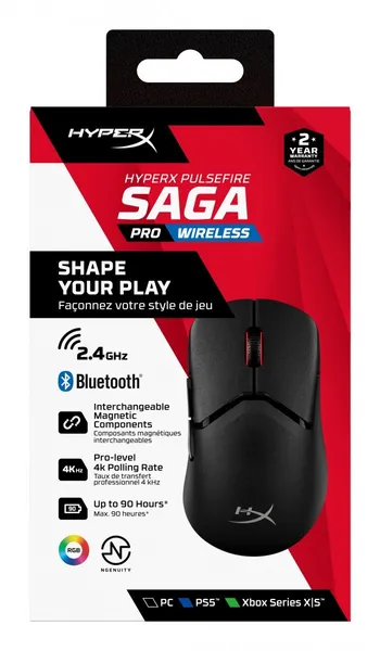HyperX Pulsefire Saga Pro Ratón Gaming Inalámbrico (Negro) A2PB2AA