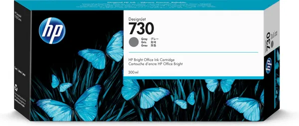 Tinta original de alta capacidad HP 730 - 300ml gris (P2V72A) P2V72A