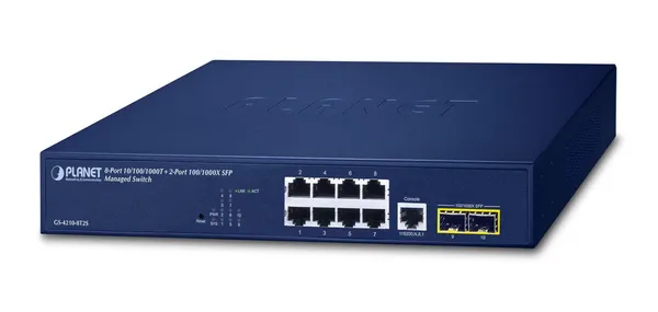 PLANET 10/100/1000T + 2-Port Gestionado L2/L4 Gigabit GS-4210-8T2S