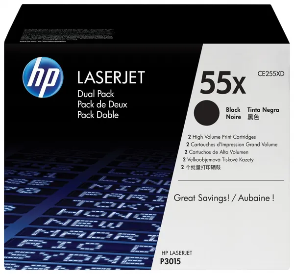 HP Pack de ahorro de 2 cartuchos de tóner original LaserJet CE255XD