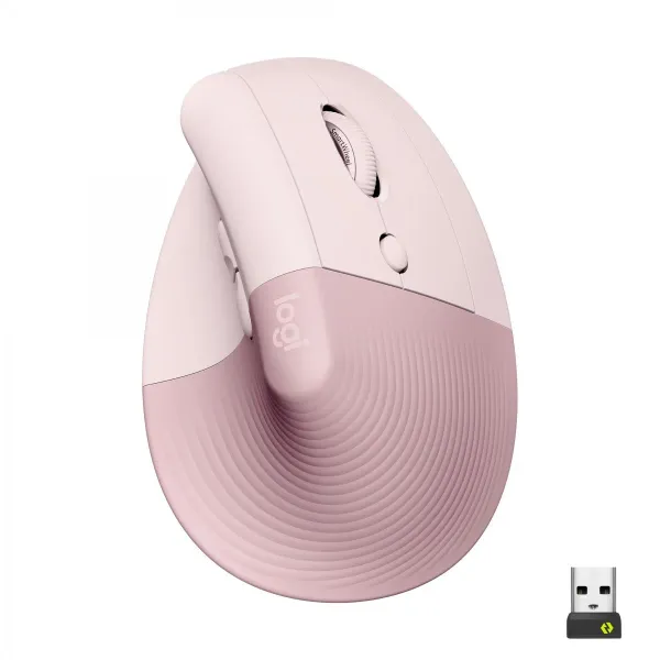 Logitech 910-006478 Lift Ratón Vertical Inalámbrico Rosa 910-006478