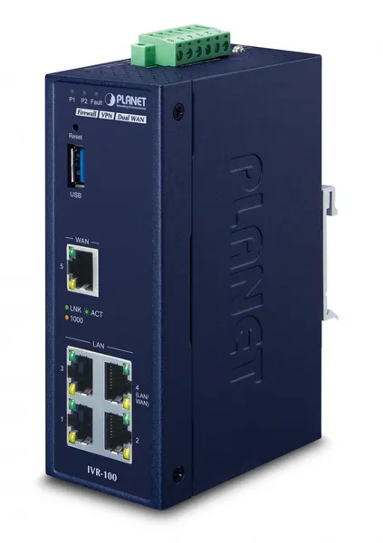 PLANET Ind 5-Port 10/100/1000T equipo de seguridad de VPN IVR-100