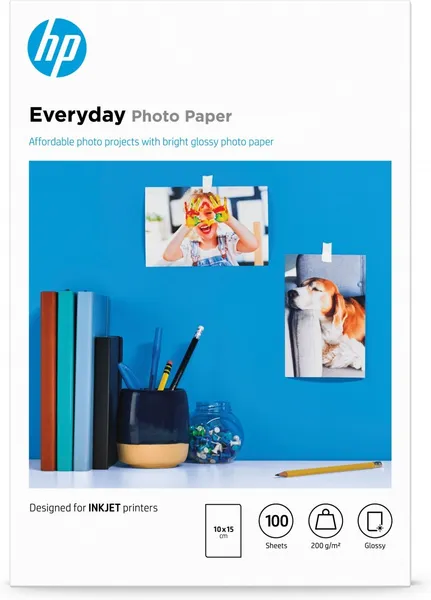 HP Papel fotográfico brillante Everyday - 100 hojas/10 x 15 cm CR757A