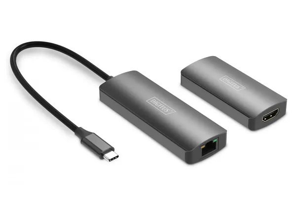 Extensor USB-C a HDMI de 30m sobre par trenzado Cat.6 4K120Hz DS-55343
