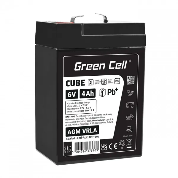 Batería de mantenimiento libre Green Cell Cube AGM VRLA AGM6V4AH-J