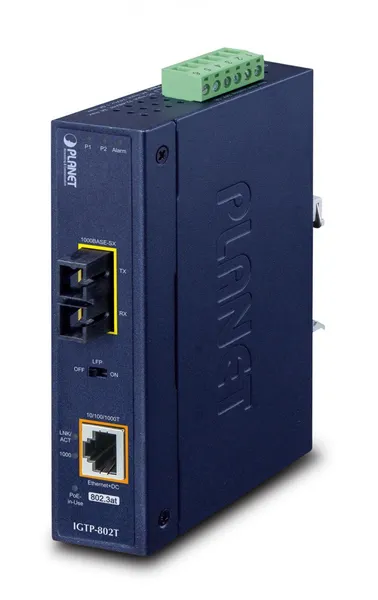 PLANET IP30 Industrial 10/100/1000BA convertidor de medio IGTP-802T