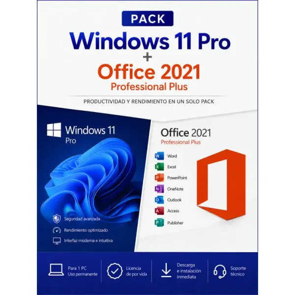 Pacote Windows 11 Pro + Office 2021 Pro Plus