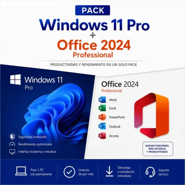 Pacote Windows 11 Pro + Office 2024 Pro Plus