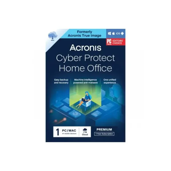 Acronis Cyber Protect Home Office Premium para PC/MAC + 1 TB de armazenamento na nuvem por 1 ano