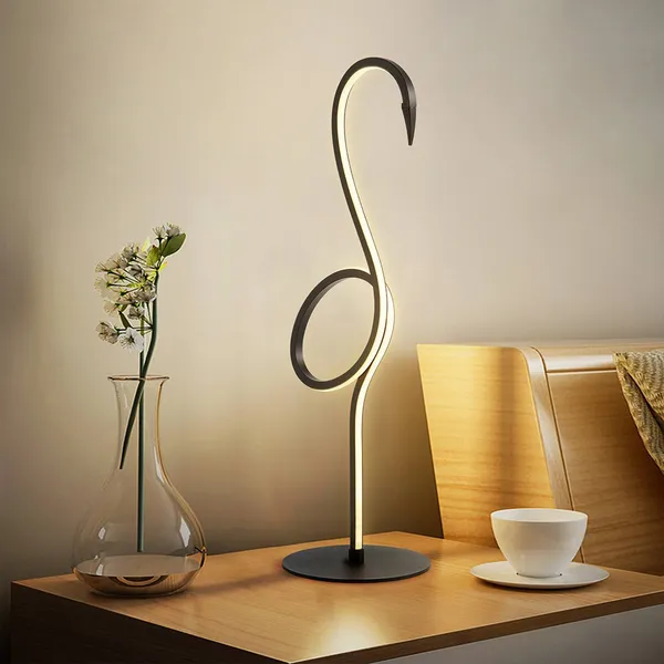 Elstead Lámpara de mesa LED Flamingo, negra, metal, 50 cm de altura
