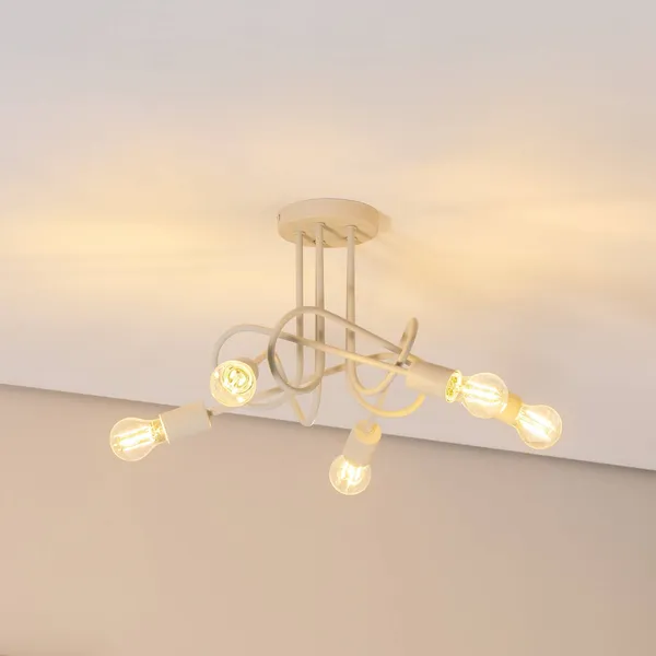 HELAM Plafón Oxford, arena, Ø 47 cm, metal, 5 luces, E27