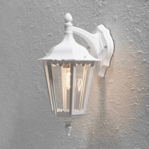 Konstsmide Aplique de exterior Firenze, blanco, portalámpara inferior, 48 cm