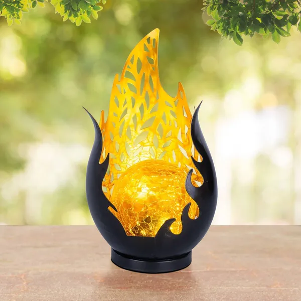 Globo Lámpara de mesa LED solar 36534, negro, dorado, metal, cristal