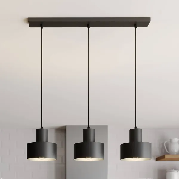 SIGMA Lámpara colgante Rif, lineal, 3 luces, negro